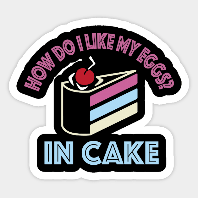 How do i like my eggs in cake funny Sticker by AstridLdenOs